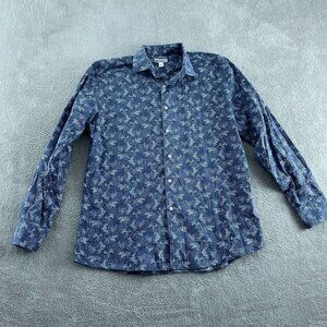 Bar III Slim Fit Stretch Mens Organic Cotton Long Button-Up Shirt Size L 2003